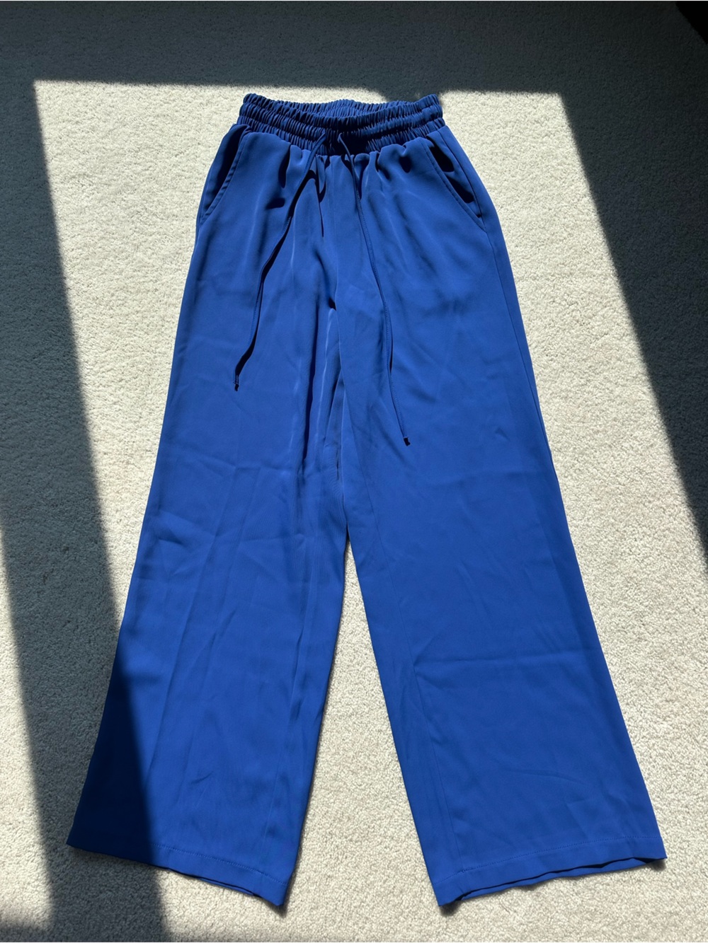 MELLODAY Wide Leg Drawstring Pants in Bright Blue